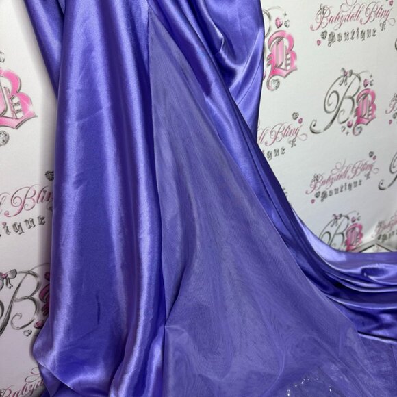 Intimate attitudes dress maxi long open back criss cross mermaid back style mesh - Picture 10 of 16